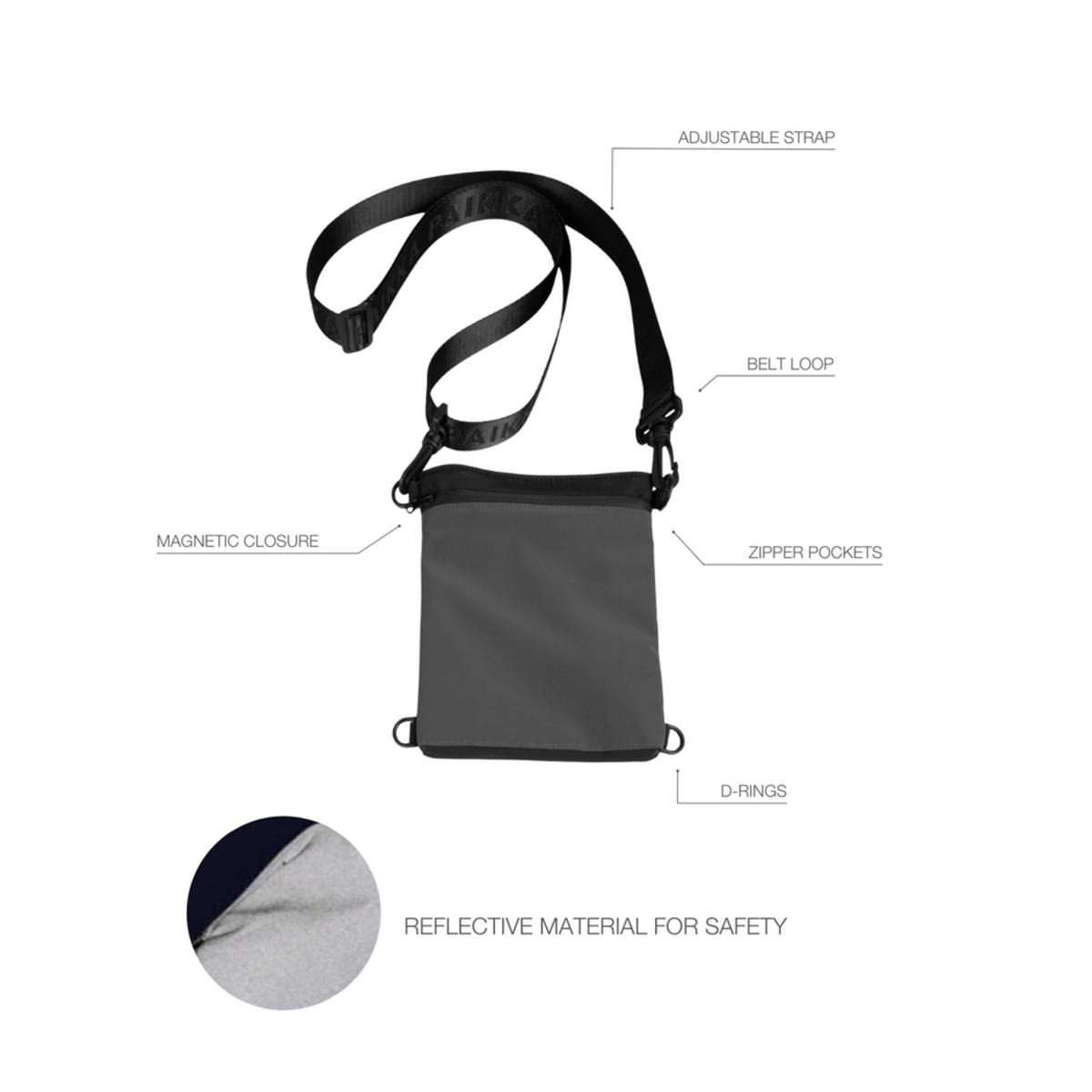 PAIKKA Visibility Treat Pouch dark Leckerlibeutel | Reflektierende Snacktasche für Training & Spaziergänge – 19 cm