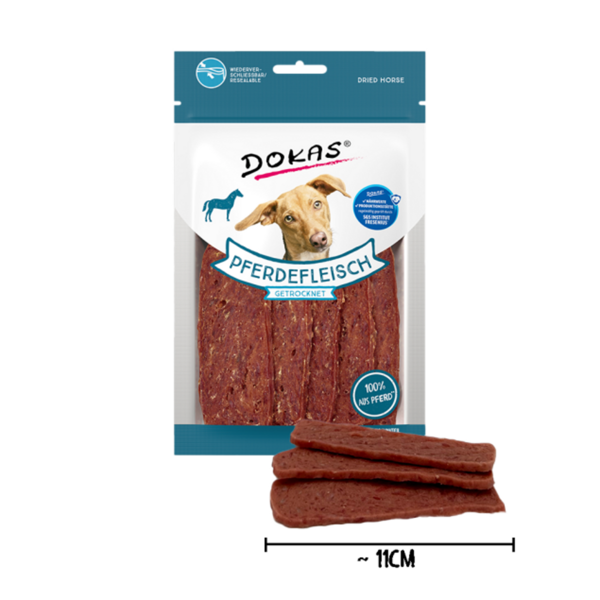 Pferdefleisch getrocknet Hundesnack – 60 g, 11 cm