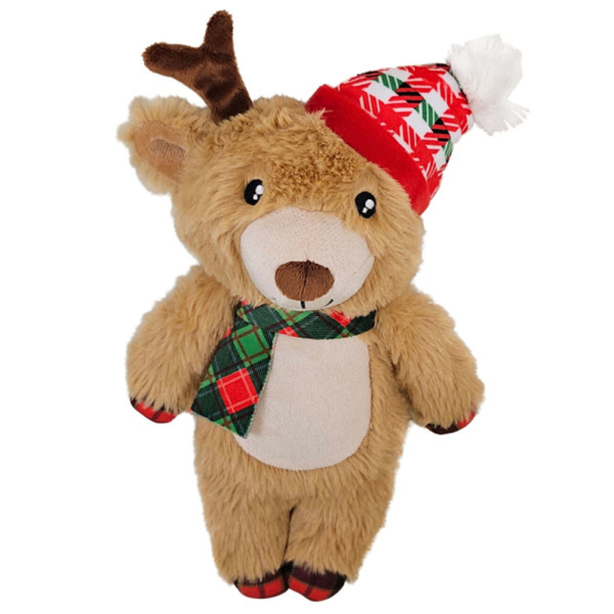 Xmas Weihnacht Plüsch Rentier mit Mütze Hundespielzeug – 29 cm