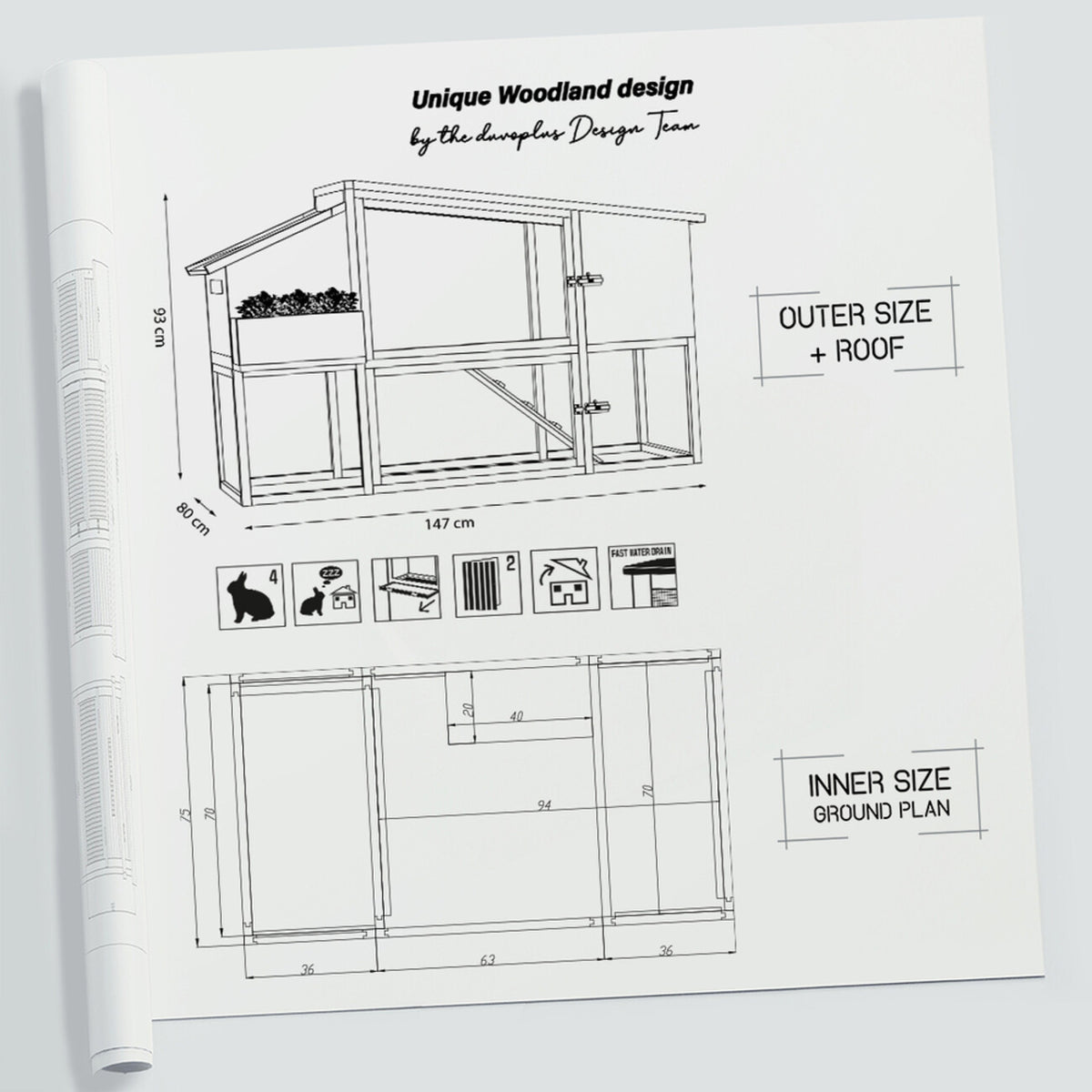 Woodland Design Kaninchenstall Bunny Barn – Dein Traumhaus für Langohren – 147 x 80 x 93 cm