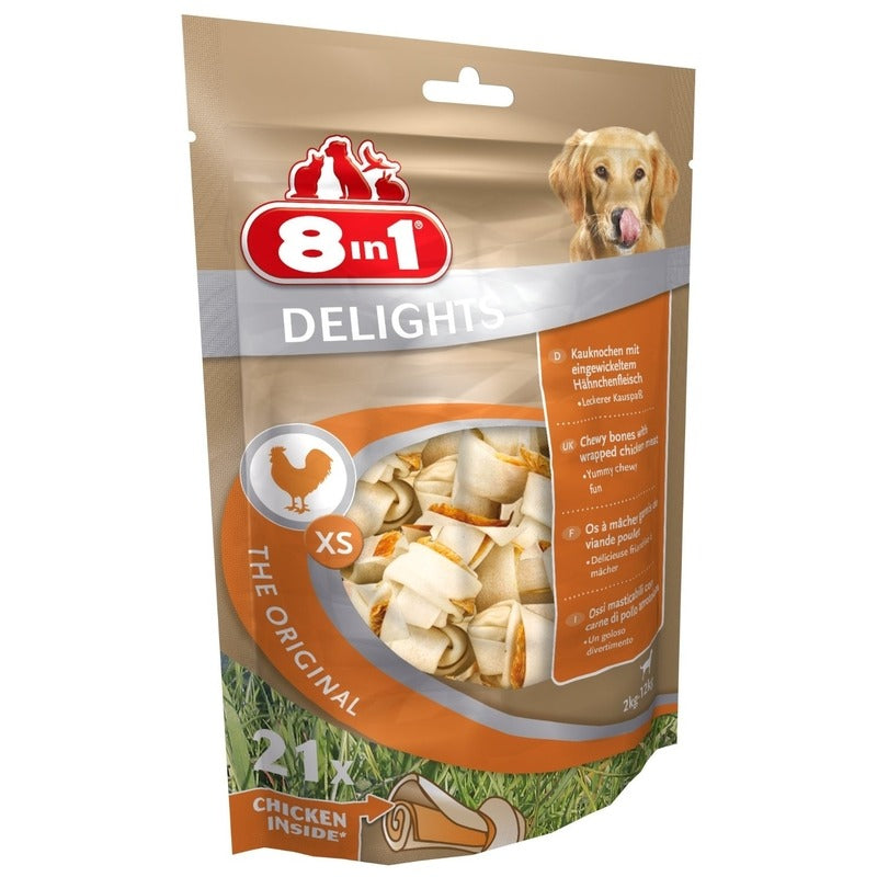 8in1 Delights Kauknochen XS für Hunde – XS, 21 Stück für Hunde bis 12 kg