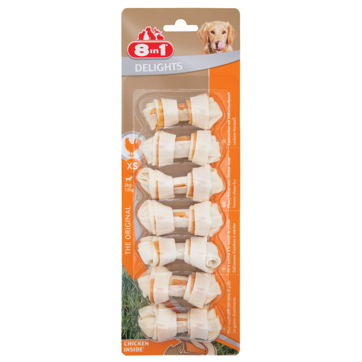 8in1 Delights Kauknochen XS für Hunde – XS, 7 Stück für Hunde bis 12 kg