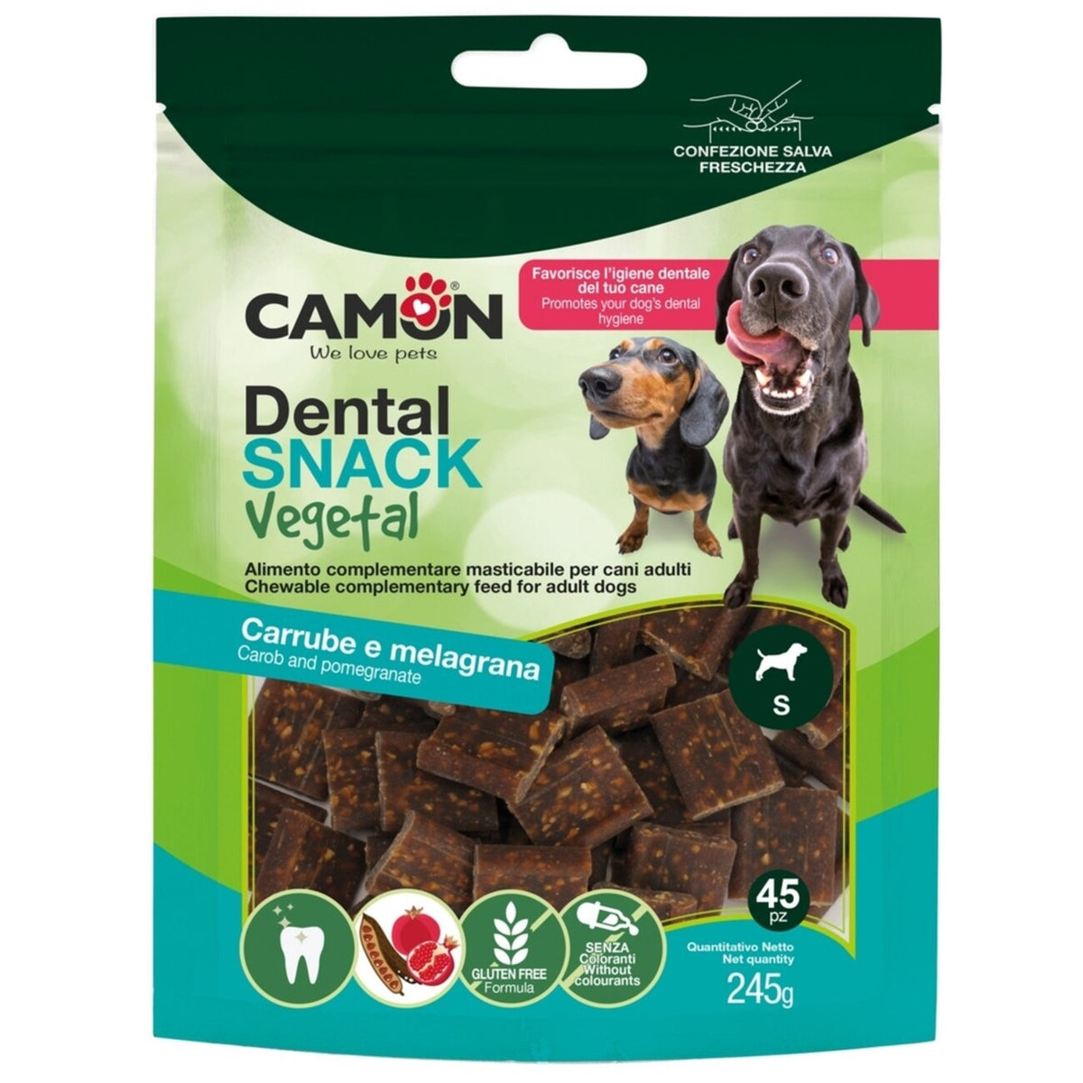Vegane Dental Sticks mit Johannisbrot & Granatapfel für Hunde – S: 2,5x2,7x1,3 cm, 245 g