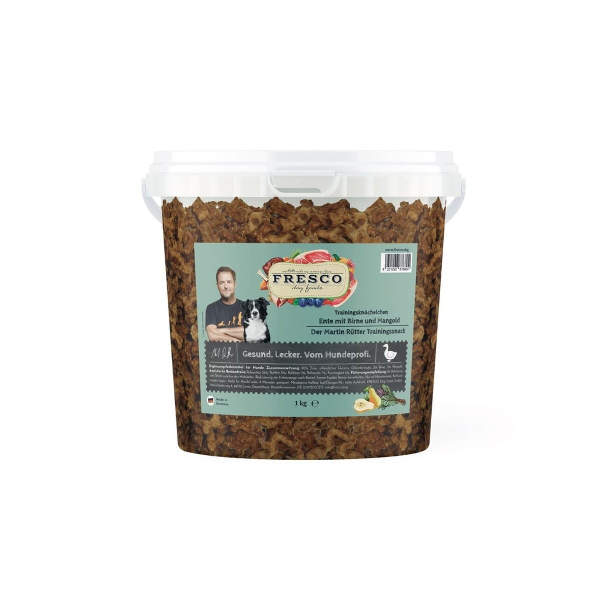 Martin Rütter Trainingsknöchelchen (1 kg) | Perfekte kleine Hundesnacks fürs Training – Ente mit Birne und Mangold
