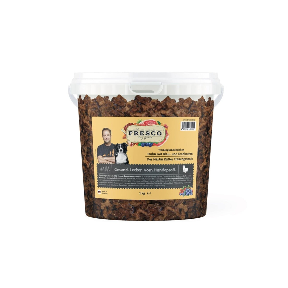 Martin Rütter Trainingsknöchelchen (1 kg) | Perfekte kleine Hundesnacks fürs Training – Huhn mit Blaubeeren und Kranbeeren