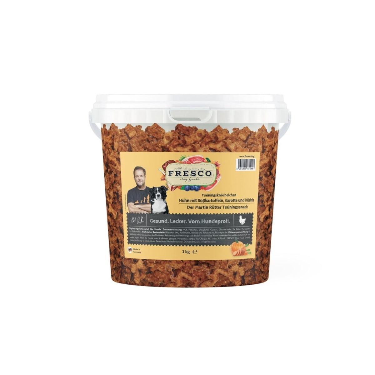 Martin Rütter Trainingsknöchelchen (1 kg) | Perfekte kleine Hundesnacks fürs Training – Huhn mit Süßkartoffeln, Karotten und Kürbis