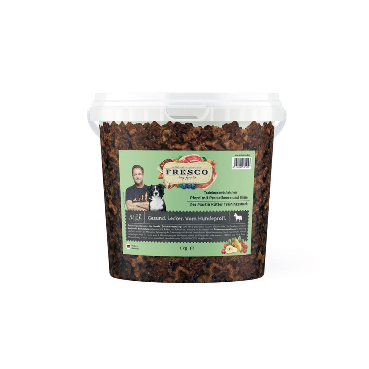 Martin Rütter Trainingsknöchelchen (1 kg) | Perfekte kleine Hundesnacks fürs Training – Pferd mit Preiselbeeren und Birne