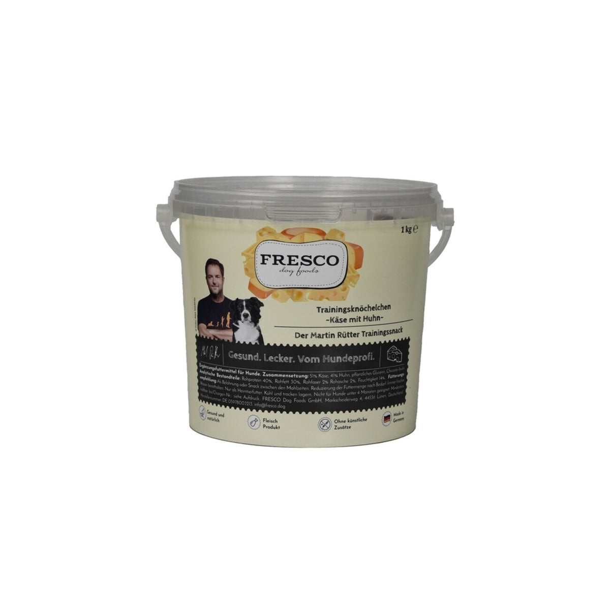 Martin Rütter Trainingsknöchelchen (1 kg) | Perfekte kleine Hundesnacks fürs Training – Huhn mit Käse