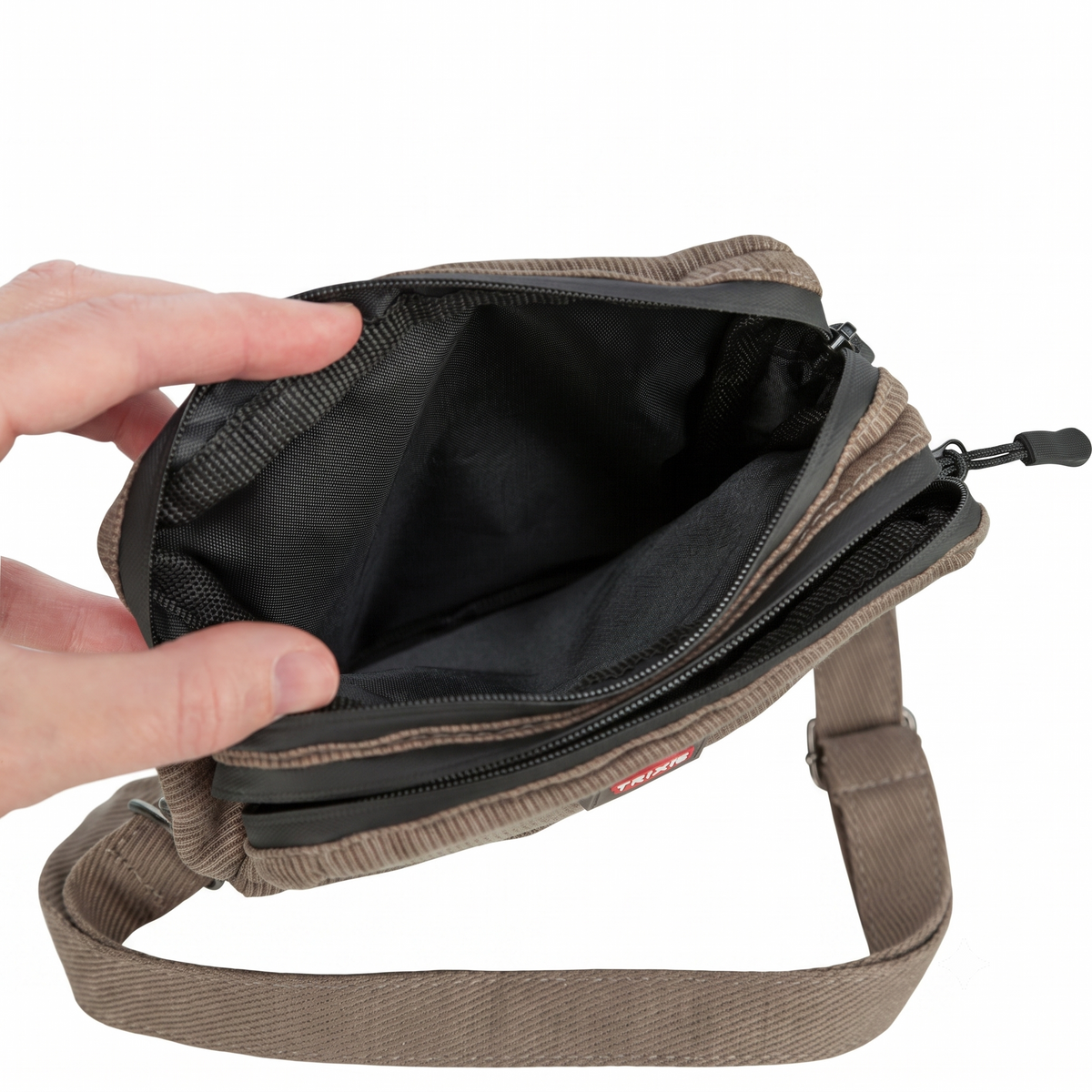 TRIXIE Leckerlibeutel in Cord-Optik â Mit Schultergurt & mehreren Taschen