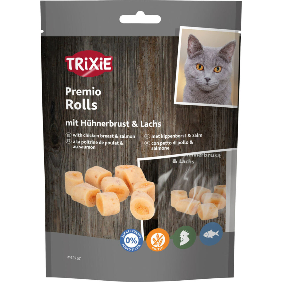 Premio Rolls mit Hühnerbrust & Lachs Katzensnack – Beutel: 50 g