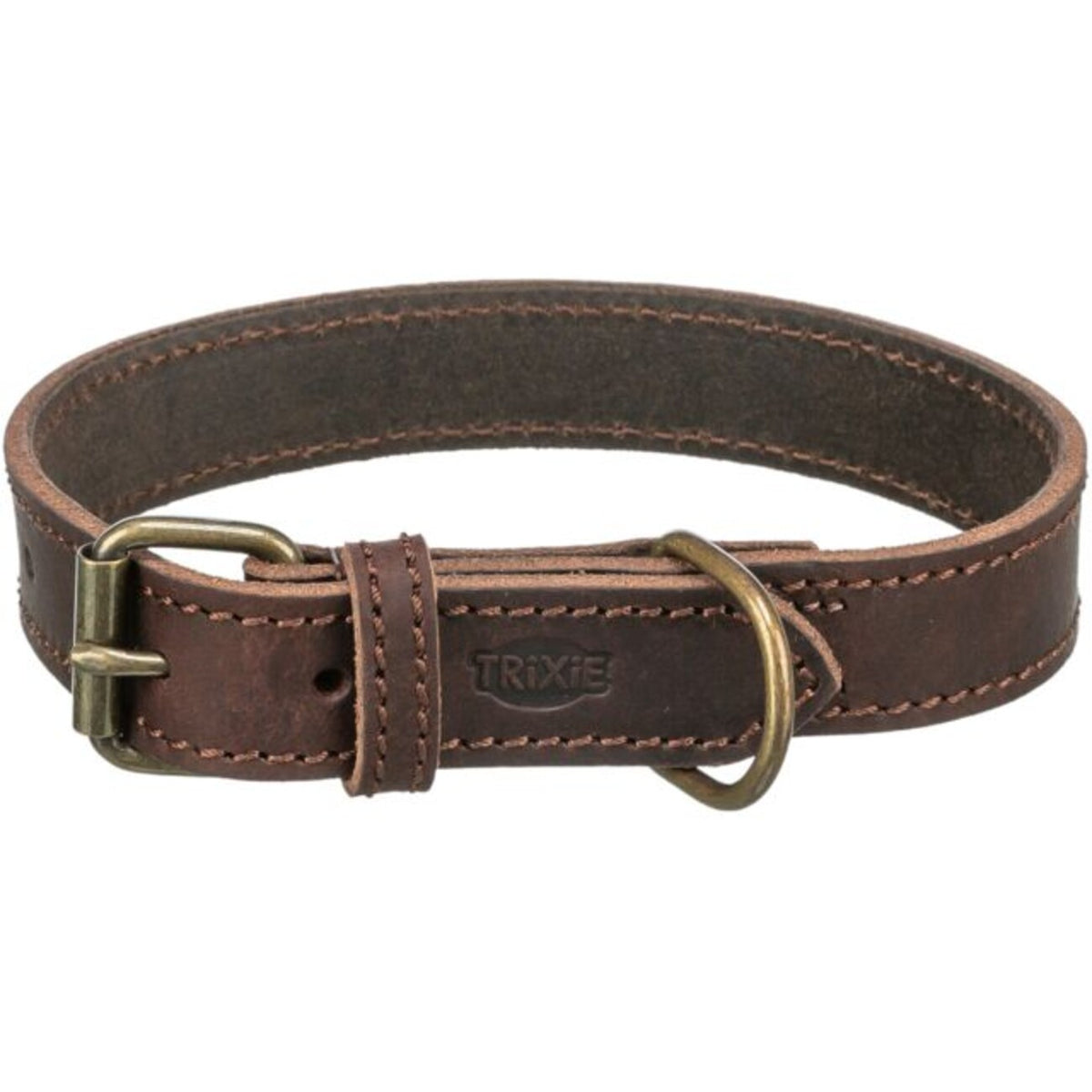 Rustic Fettleder Hundehalsband – XS–S: 27–34 cm/18 mm, dunkelbraun