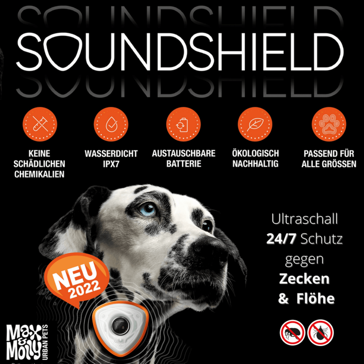 Max & Molly Soundshield Ultraschall Zeckenschutz für Hunde