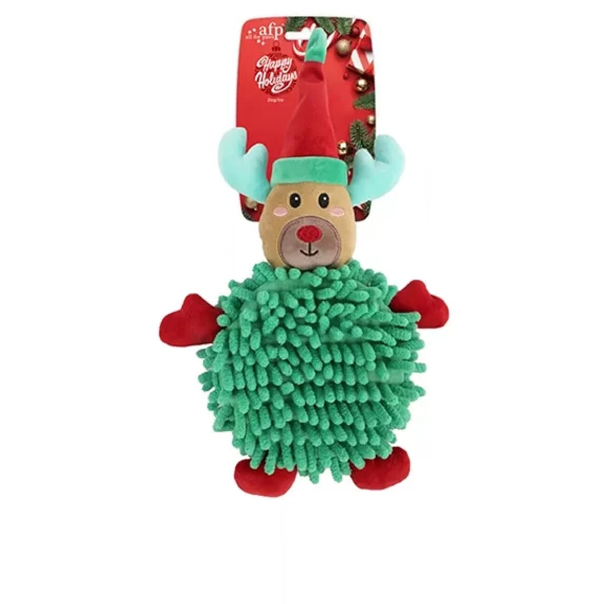 Xmas Weihnacht Happy Holidays Big Belly Rentier Plüsch Hundespielzeug – 33 x 18,5 x 4,5 cm