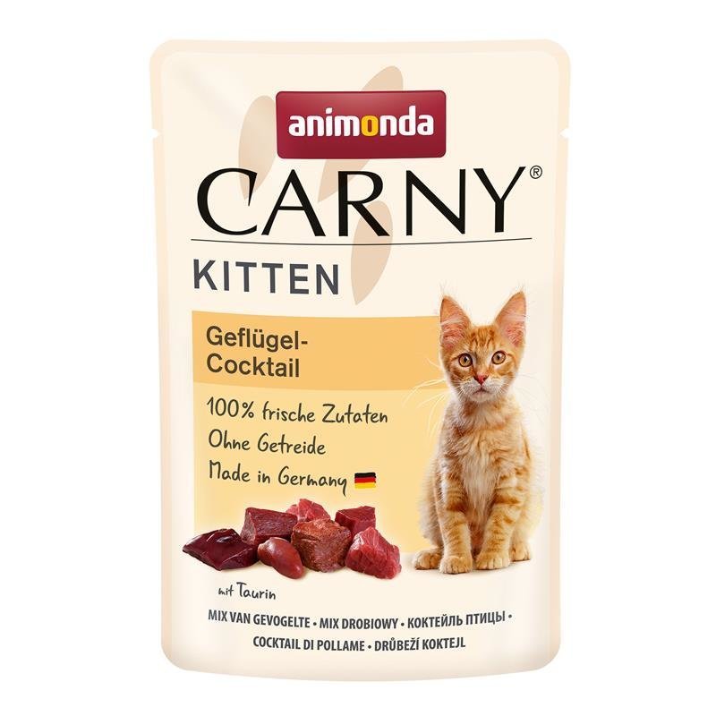 Carny Kitten Futter in Tütchen – Geflügelcocktail, 12x85g