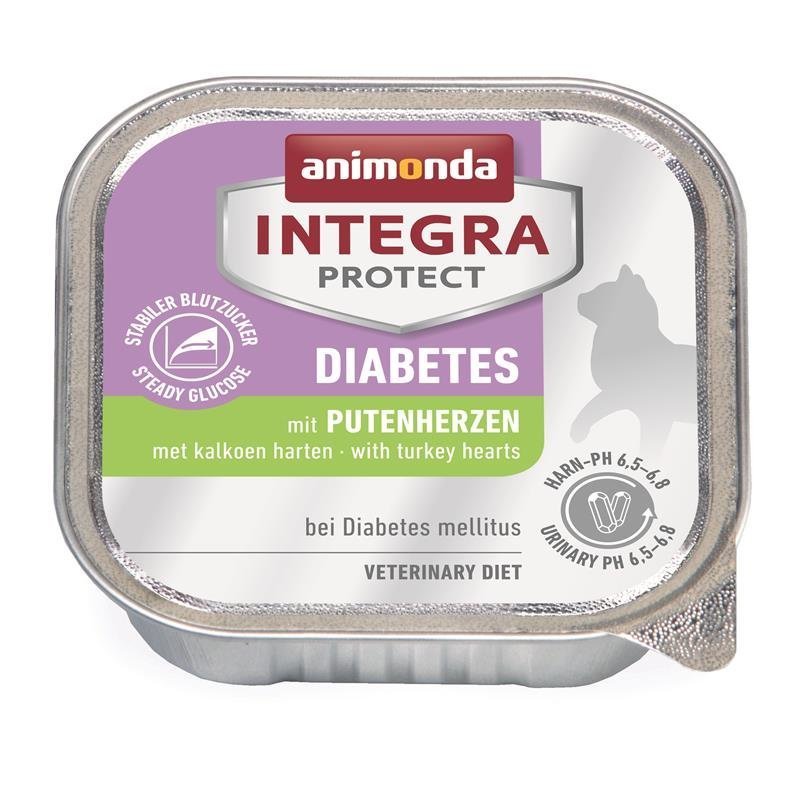 Animonda Integra Protect Diabetes Katzenfutter Schälchen – Putenherzen 16x100g