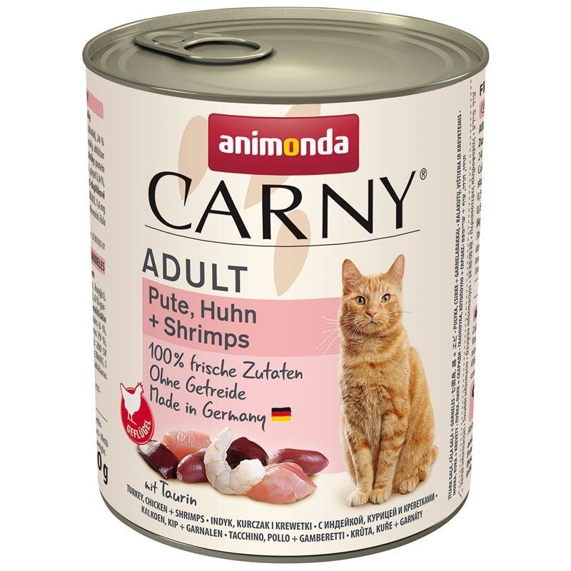 Katzen Nass Futter Carny Adult – Pute, Huhn & Shrimps, 6x800g
