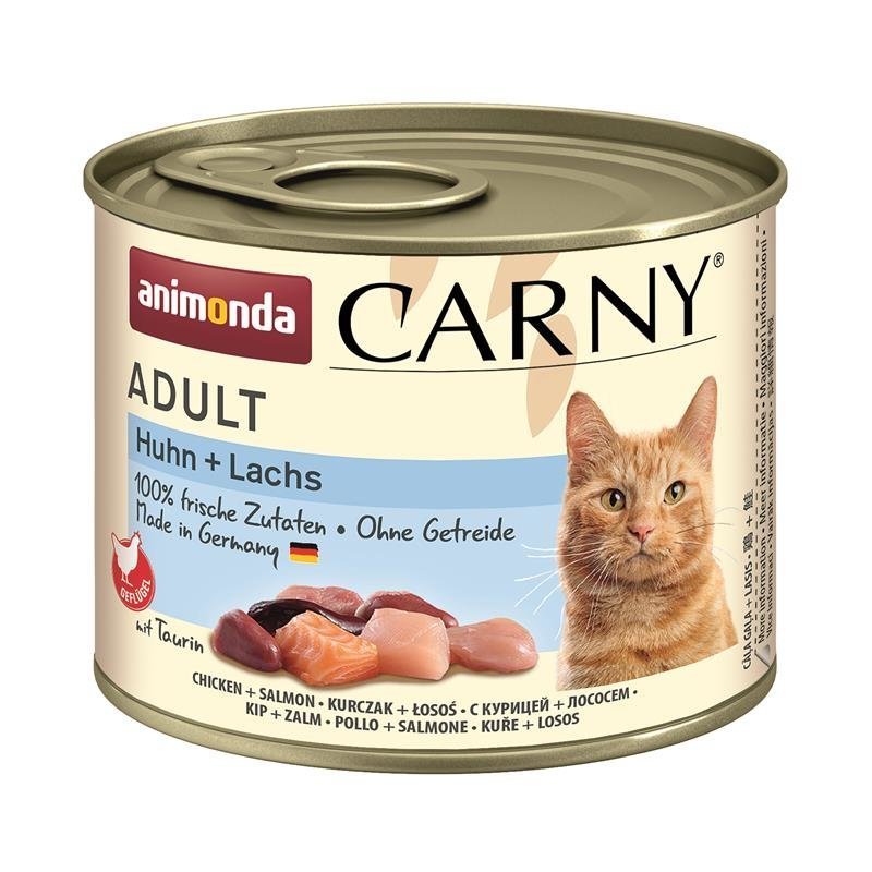 Katzen Nass Futter Carny Adult – Huhn & Lachs, 6x200g
