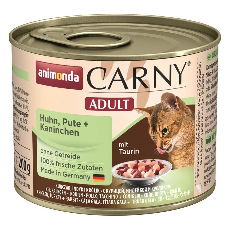 Katzen Nass Futter Carny Adult – Huhn & Pute & Kaninchen, 6x 200g