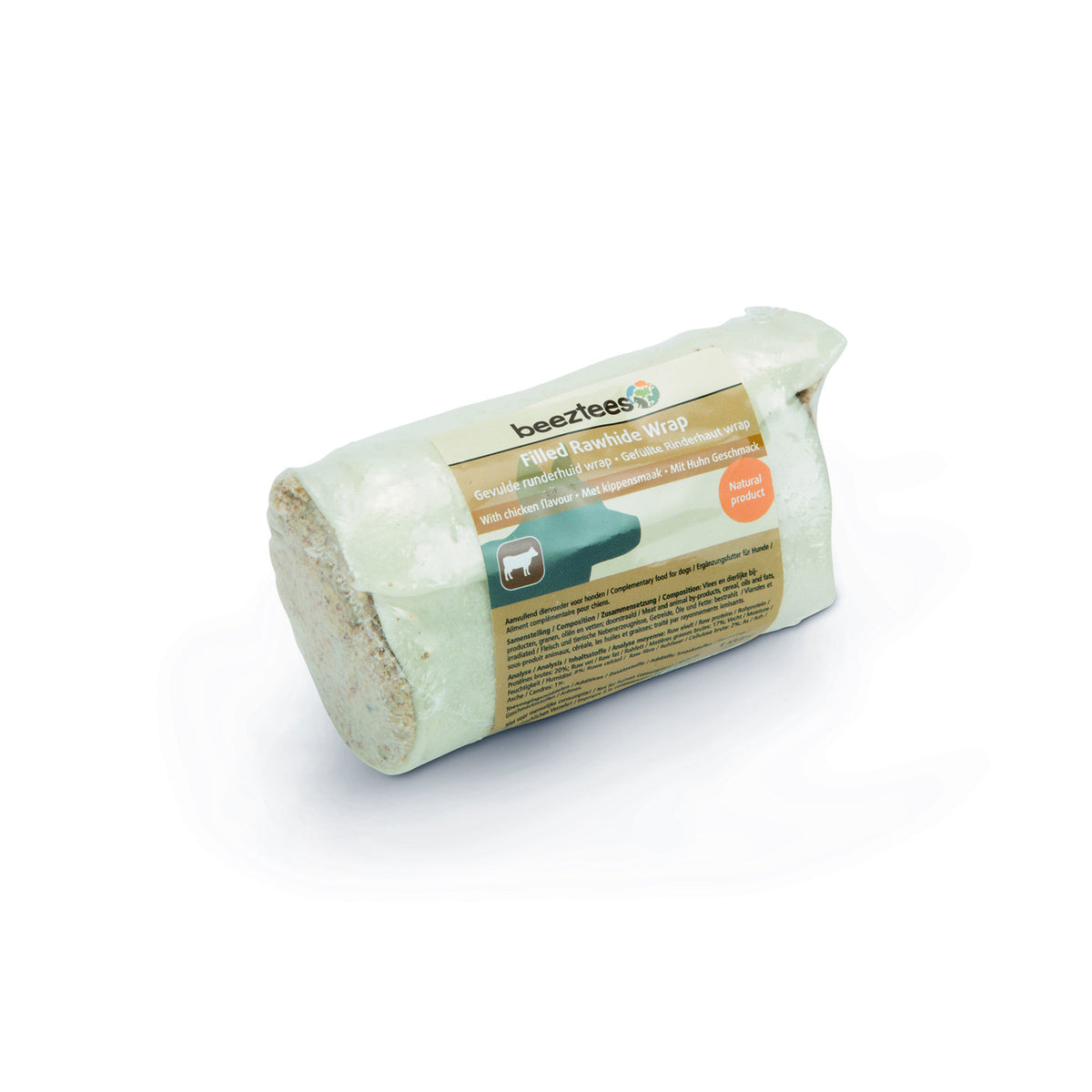 Beeztees gefüllter Rinderhaut Wrap Snack für Hunde – Hühnergeschmack, 170g