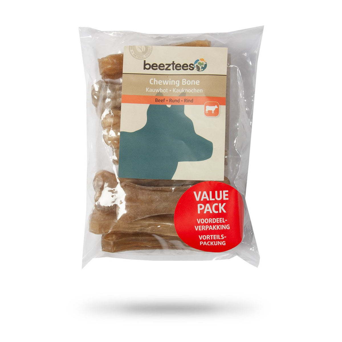 Beeztees Hundesnack Kauknochen Rinderhaut im Vorteilspack – L: 11 cm 10 Stk.