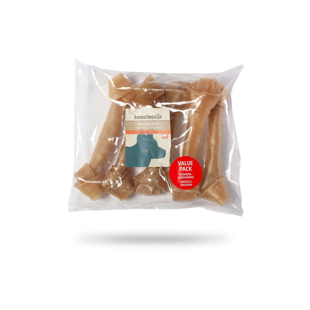 Beeztees Kauknoten Rinderhaut für Hunde – Vorteilspack L: 20 cm 5 Stk.