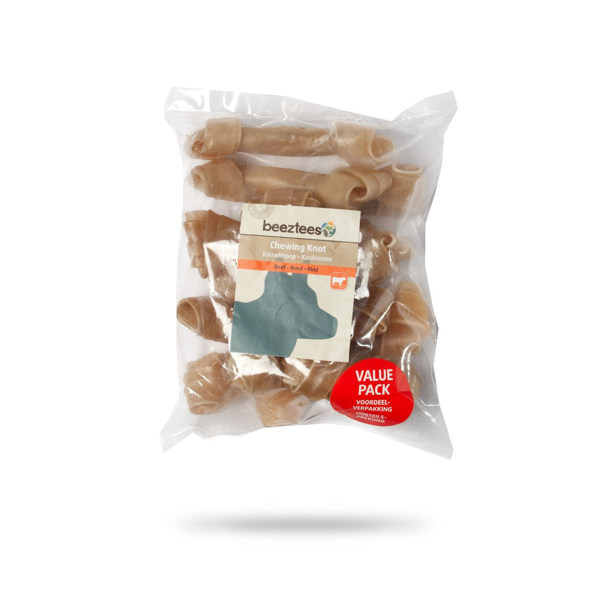 Beeztees Kauknoten Rinderhaut für Hunde – Vorteilspack L: 12 cm 10 Stk.