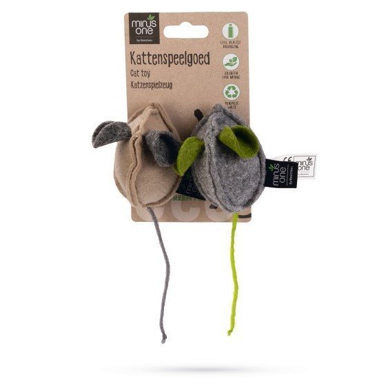 Minus One Nachhaltiges Katzenspielzeug Luca – Doppelpack, 8x5x4 cm, mehrfarbig