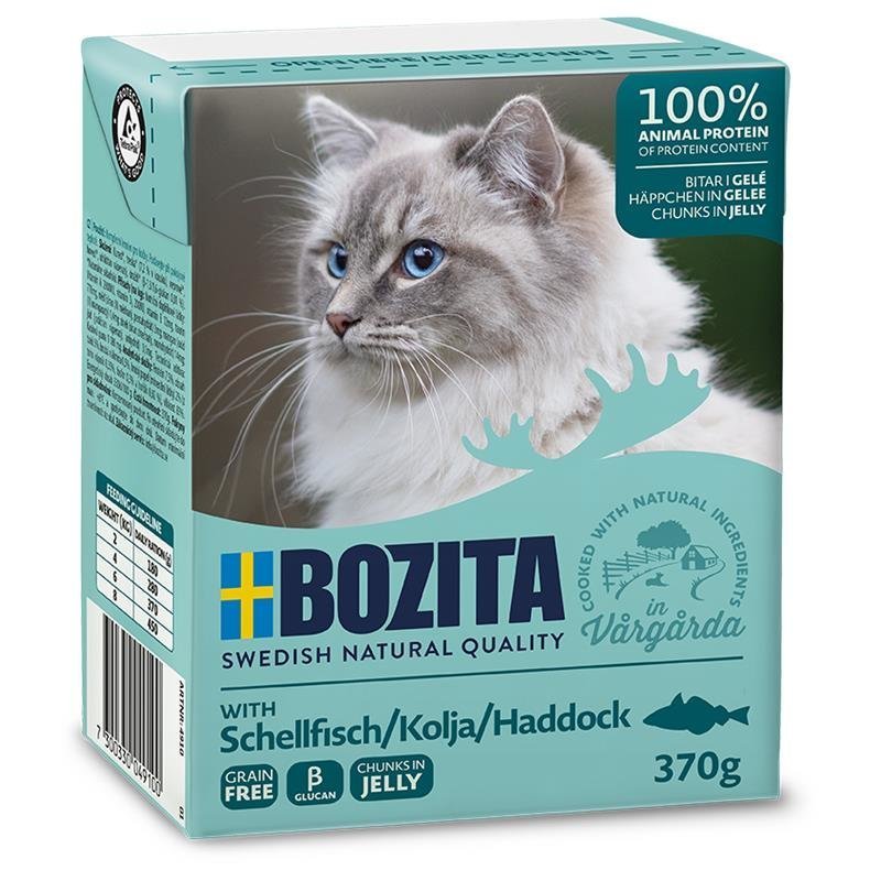 Bozita Katzenfutter Tetra Recart Häppchen in Gelee – Schellfisch 16x370g