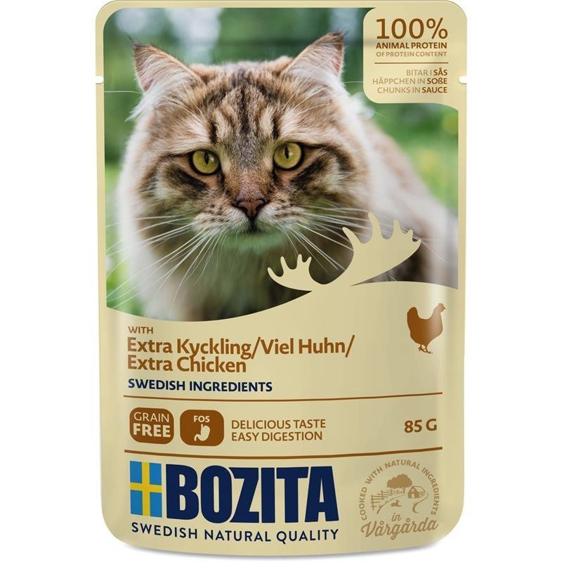 Bozita Pouch Katzenfutter Häppchen in Soße – viel Huhn 12 x 85g
