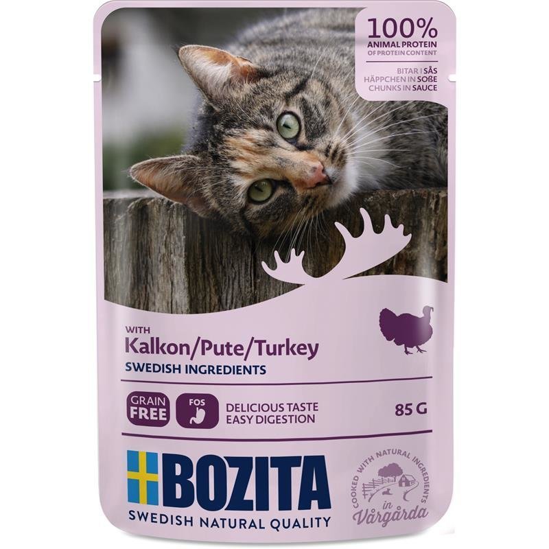 Bozita Pouch Katzenfutter Häppchen in Soße – Pute 12 x 85g