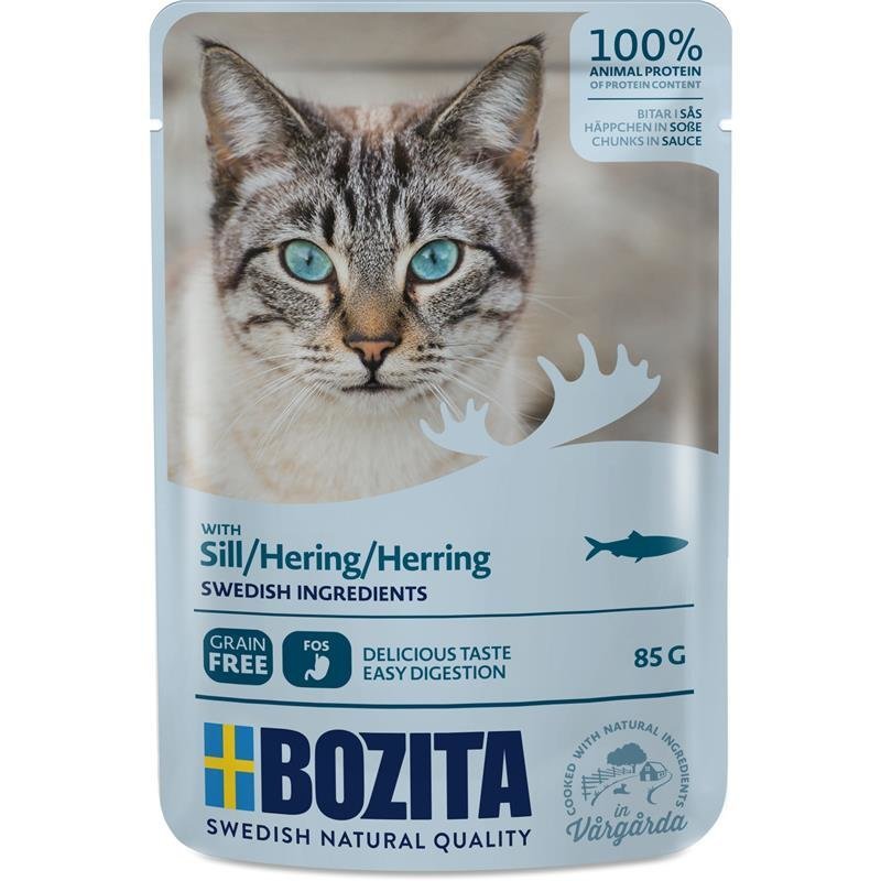 Bozita Pouch Katzenfutter Häppchen in Soße – Hering 12 x 85g