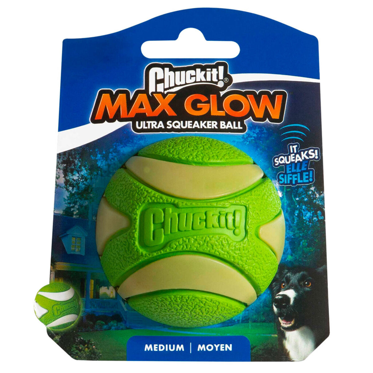 Chuckit! Max Glow Ultra Squeaker – Medium, 6 cm