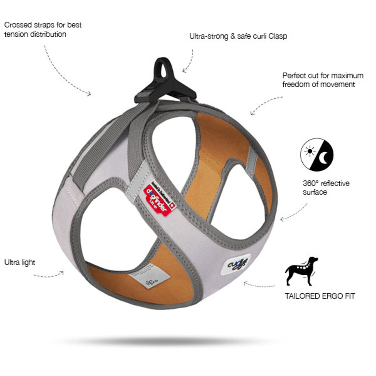 Curli Clasp Vest Geschirr Glow Reflective Hundegeschirr