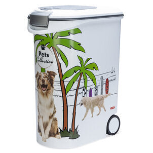 Curver Futtercontainer Hund – 54 L mit Rädern, bis 20 kg Trockenfutter, 28x49x61 cm