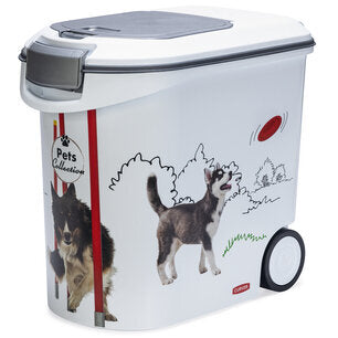 Curver Futtercontainer Hund – 35 L mit Rädern, bis 12 kg Trockenfutter, 28x49x43 cm
