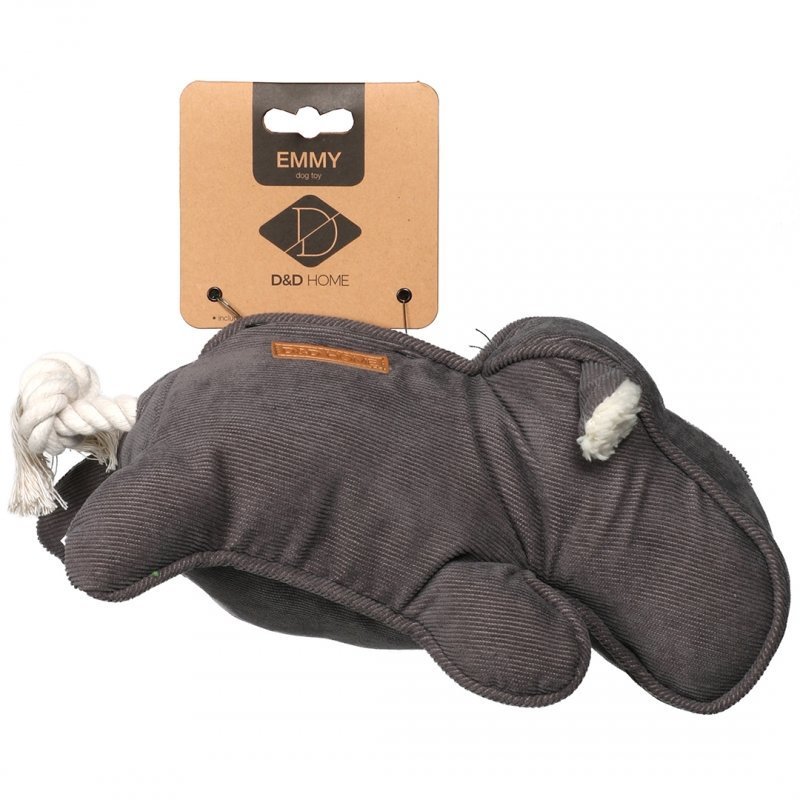 Hundespielzeug aus Cordsamt – Nilpferd Emmy, grau, 30 x 14 cm