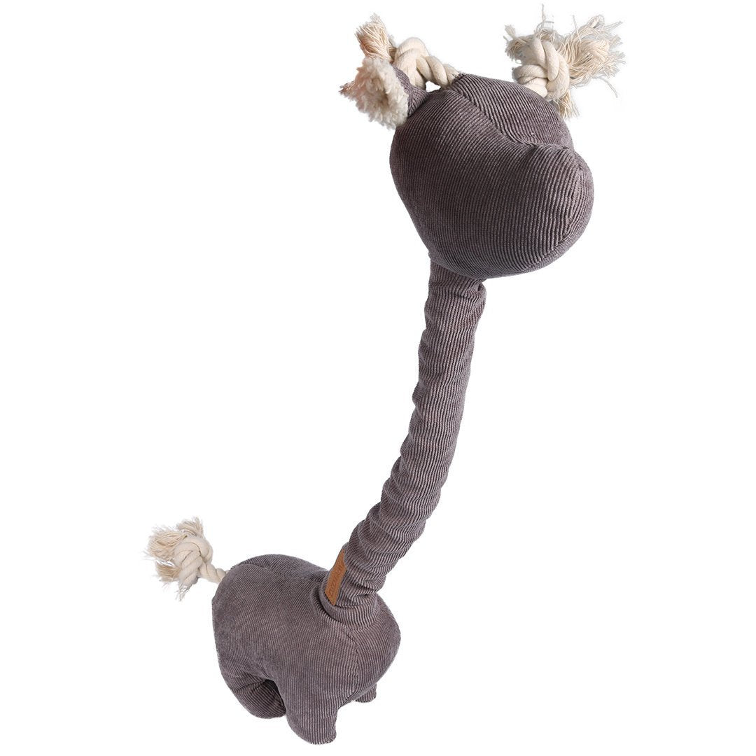 Hundespielzeug aus Cordsamt – Giraffe George, grau, 20 x 52 cm