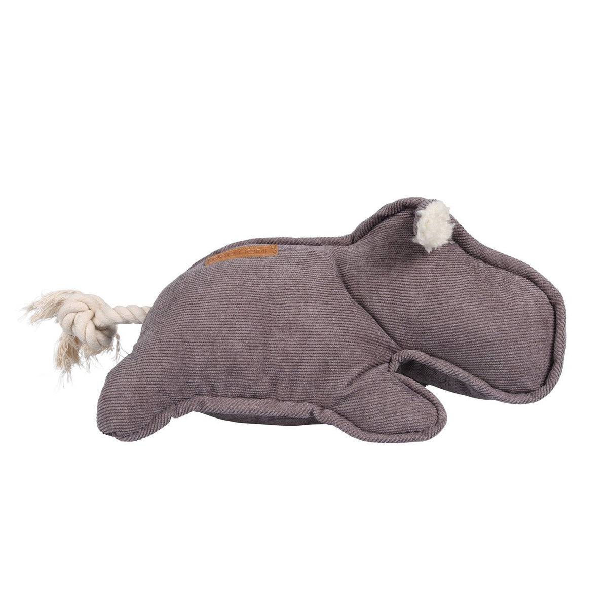 Hundespielzeug aus Cordsamt – Nilpferd Emmy, grau, 30 x 14 cm