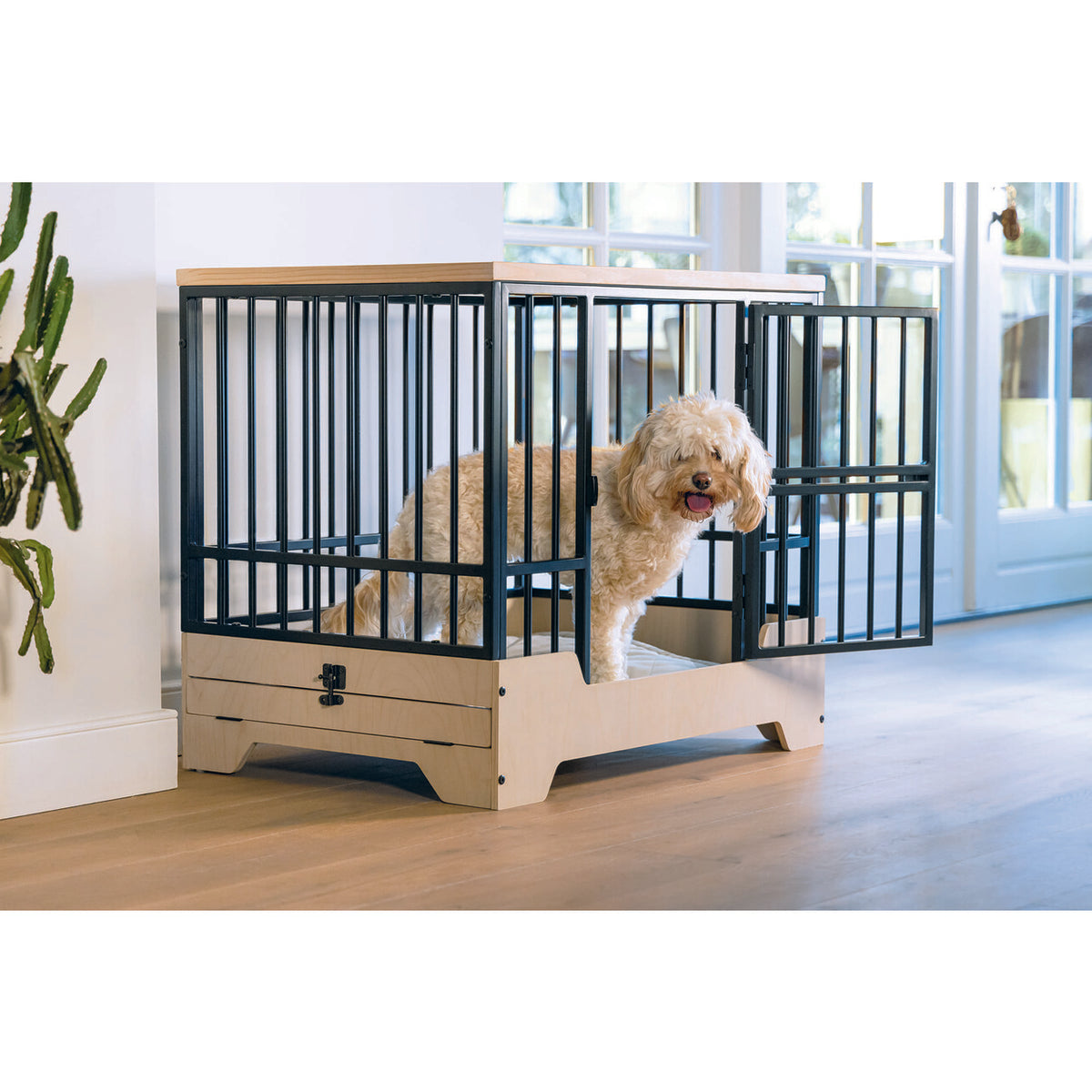 Hundekäfig mit Holzkiste, Bench Quirine