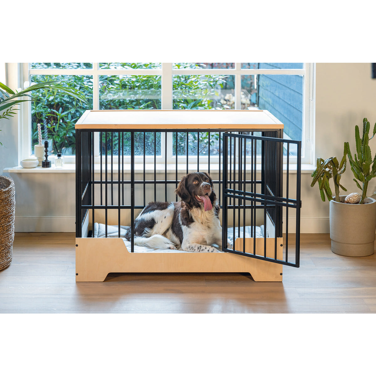 Hundekäfig mit Holzkiste, Bench Quirine