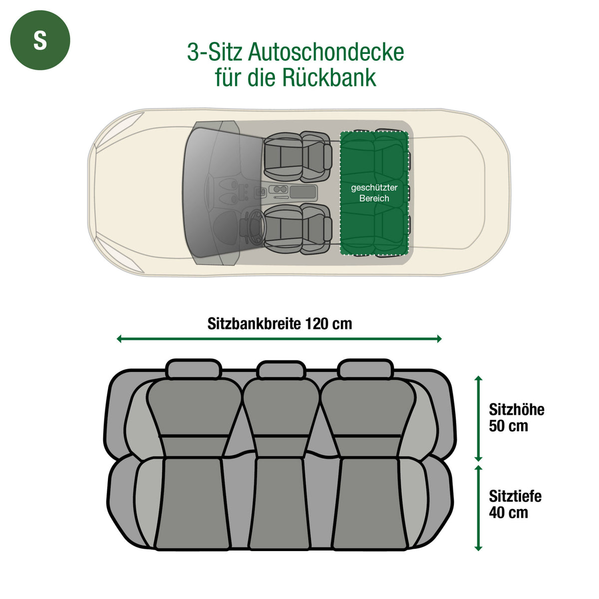 Doctor Bark Autodecke 3-Sitz Rücksitz