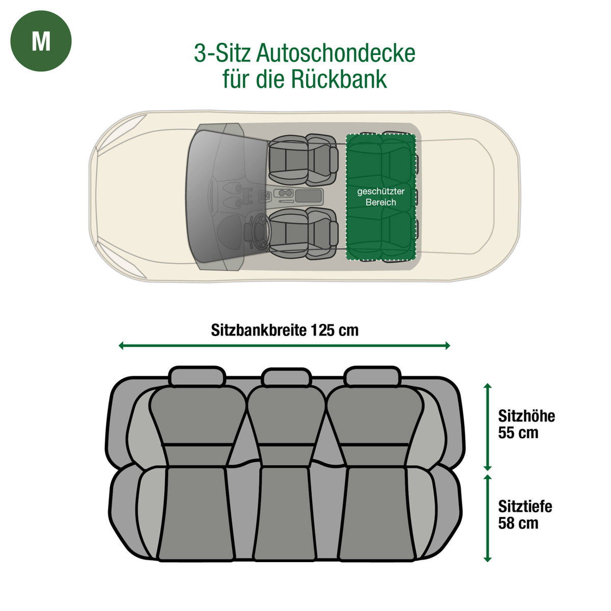 Doctor Bark Autodecke 3-Sitz Rücksitz