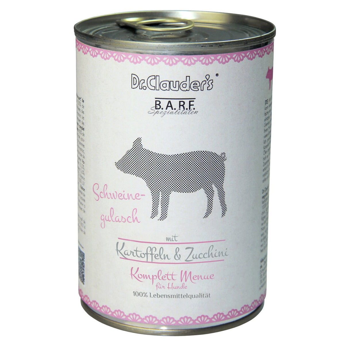 Dr. Clauders Barf Dog Komplettmenü Schweinegulasch – 6 x 400 g