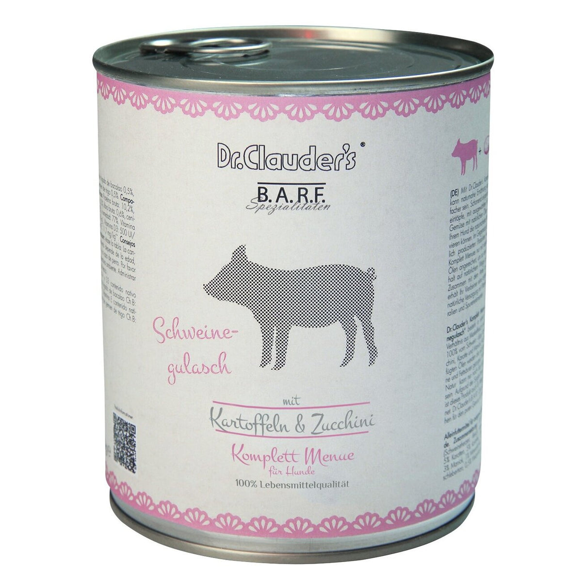 Dr. Clauders Barf Dog Komplettmenü Schweinegulasch – 6 x 800 g