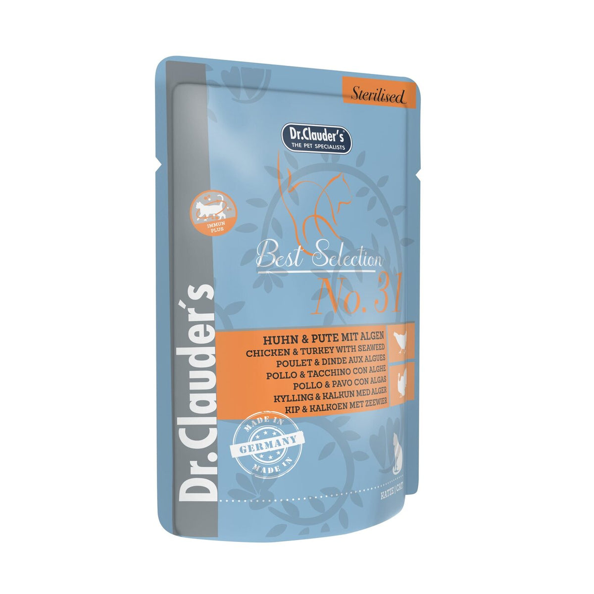 Best Selection Sterilised Pouch Beutel Katzenfutter – Huhn und Pute mit Algen, 16 x 85 g