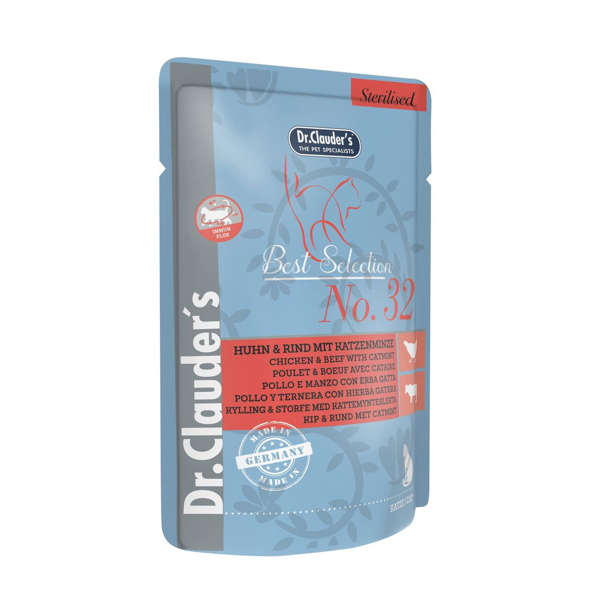 Best Selection Sterilised Pouch Beutel Katzenfutter – Huhn und Rind mit Katzenminze, 16 x 85 g