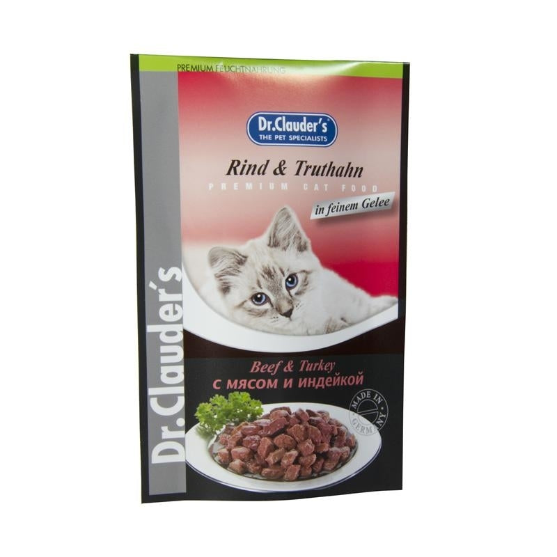 Premium Katzenfutter im Frischebeutel – Rind & Truthahn in Gelee, 20 x 100g