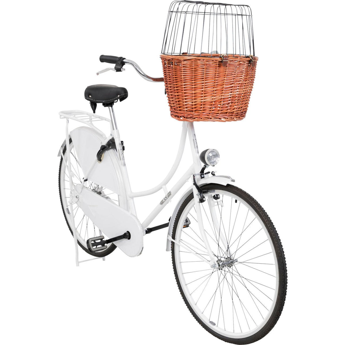 Front Hundefahrradkorb aus Weide mit Gitter