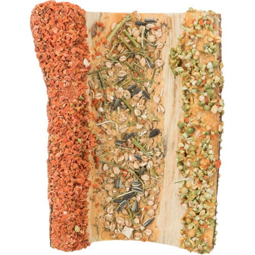 Holz Brücke Kaninchen und Kleinnager mit Gemüse und Nüssen – 16 × 8 × 20 cm, 135 g