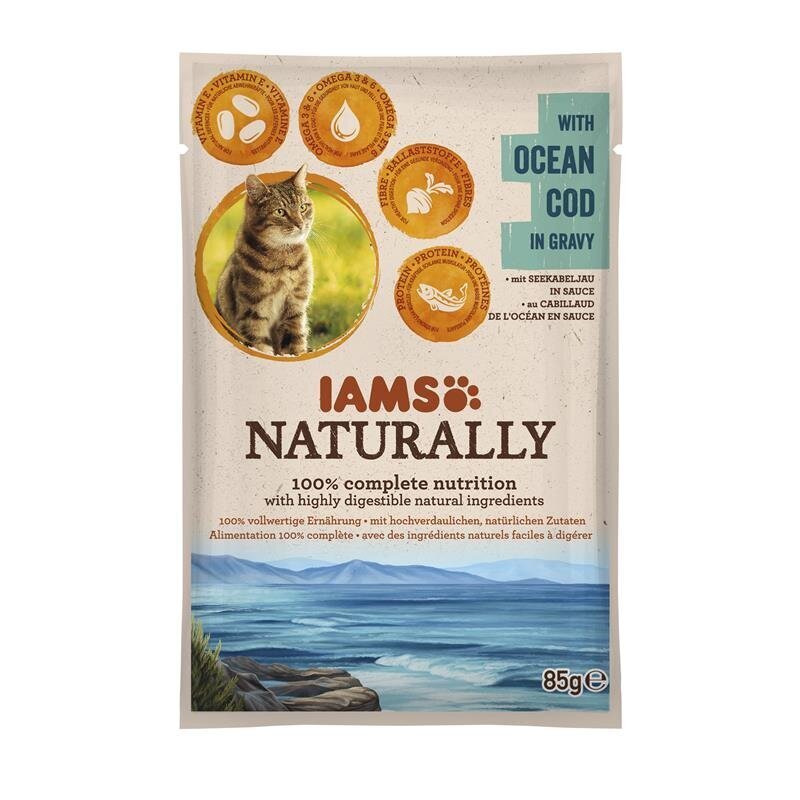 Naturally Adult Nassfutter – Kabeljau in Soße, 85 g